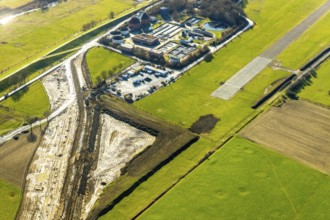 Aerial photo, Lippewiesen, reconstruction of Lippe meadows between Hamm-Lippewiesen airfield and