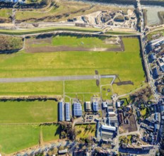 Aerial photo, Lippewiesen, reconstruction of Lippe meadows between Hamm-Lippewiesen airfield and