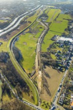 Aerial photo, Lippewiesen, reconstruction of Lippe meadows between Hamm-Lippewiesen airfield and