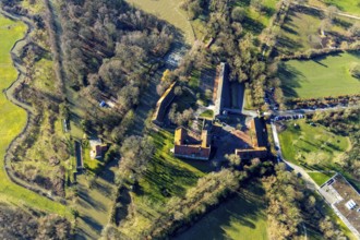Aerial view, Schloss Heessen public school and boarding school, Hamm, Ruhr area, North