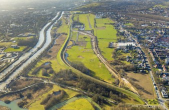 Aerial photo, Lippewiesen, reconstruction of Lippe meadows between Hamm-Lippewiesen airfield and