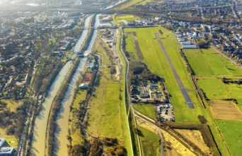 Aerial photo, Lippewiesen, reconstruction of Lippe meadows between Hamm-Lippewiesen airfield and