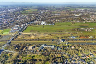 Aerial photo, Lippewiesen, reconstruction of Lippe meadows between Hamm-Lippewiesen airfield and