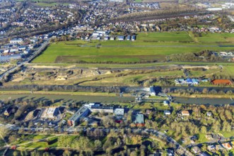 Aerial photo, Lippewiesen, reconstruction of Lippe meadows between Hamm-Lippewiesen airfield and