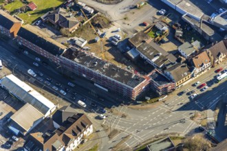 Aerial view, new construction, residential buildings Heessener Straße, corner Münsterstraße, Hamm,