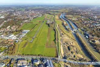 Aerial photo, Lippewiesen, reconstruction of Lippe meadows between Hamm-Lippewiesen airfield and