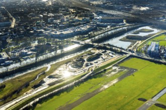 Aerial photo, Lippewiesen, reconstruction of Lippe meadows between Hamm-Lippewiesen airfield and
