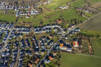 Aerial view, local view Braam-Ostwennemar, development area Im Grünen Winkel, primary school Im