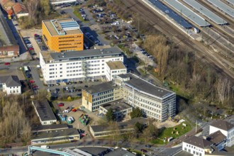 Aerial view, renovation, remodelling work Unionstraße 1, corner Wilhelmstraße, new office building