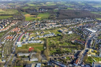 Aerial view, housing estate development area Auf dem Beisenkamp, Eschenallee, Beisenkamp Gymnasium