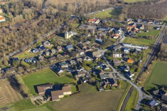 Aerial view, local view Uentriop, Uentrop village church, Maximilian primary school Uentrop,