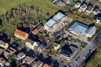 Aerial view, dialysis centre Hamm, residential complex construction site new building barrier-free