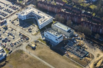 Aerial view, new development area SCI:Q Living, ParacelsusPark, Hamm-Lippstadt University,