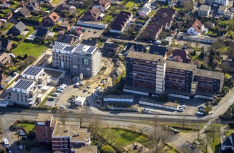Aerial view, new construction project Augenweide, condominiums and penthouses, Grenzweg,