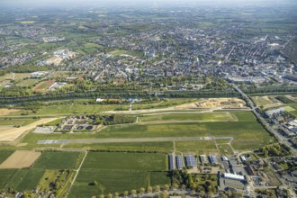 Hamm-Lippewiesen airfield EDLH, runway markings, Lippe reconstruction, Lippe river, Hamm, Ruhr