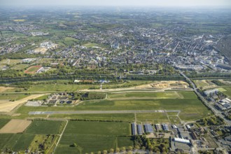 Hamm-Lippewiesen airfield EDLH, runway markings, Lippe reconstruction, Lippe river, Hamm, Ruhr
