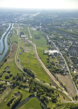 Hamm-Lippewiesen airfield EDLH, runway markings, Lippe reconstruction, Lippe river, Hamm, Ruhr