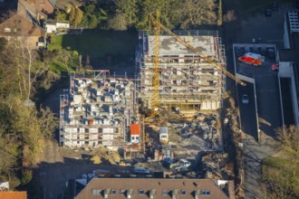 Aerial view, St. Josef Hospital, new building, construction company Heckmann, former kindergarten,