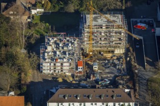 Aerial view, St. Josef Hospital, new building, construction company Heckmann, former kindergarten,