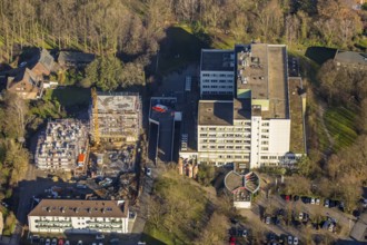 Aerial view, St. Josef Hospital, new building, construction company Heckmann, former kindergarten,
