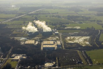 Aerial view, Trianel Gaskraftwerk Hamm GmbH & Co. KG, planned nature reserve between Trianel and