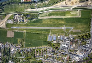 Hamm-Lippewiesen airfield EDLH, runway markings, Lippe reconstruction, Lippe river, Hamm, Ruhr