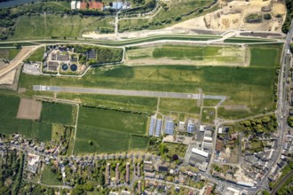 Hamm-Lippewiesen airfield EDLH, runway markings, Lippe reconstruction, Lippe river, Hamm, Ruhr