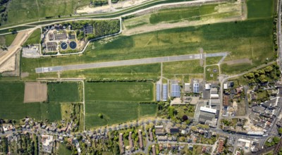 Hamm-Lippewiesen airfield EDLH, runway markings, Lippe reconstruction, Lippe river, Hamm, Ruhr