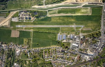 Hamm-Lippewiesen airfield EDLH, runway markings, Lippe reconstruction, Lippe river, Hamm, Ruhr