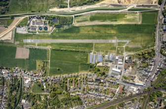 Hamm-Lippewiesen airfield EDLH, runway markings, Lippe reconstruction, Lippe river, Hamm, Ruhr