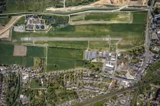 Hamm-Lippewiesen airfield EDLH, runway markings, Lippe reconstruction, Lippe river, Hamm, Ruhr