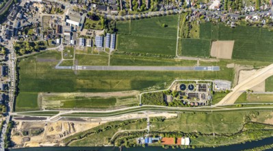 Hamm-Lippewiesen airfield EDLH, runway markings, Lippe reconstruction, Lippe river, Hamm, Ruhr