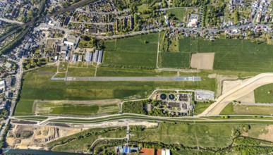 Hamm-Lippewiesen airfield EDLH, runway markings, Lippe reconstruction, Lippe river, Hamm, Ruhr