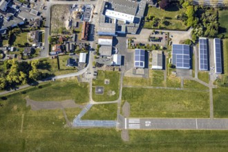 Hamm-Lippewiesen airfield EDLH, runway markings, Lippe reconstruction, Lippe river, Hamm, Ruhr