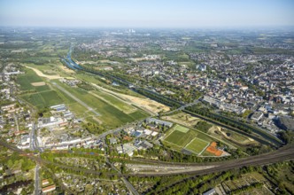Hamm-Lippewiesen airfield EDLH, runway markings, Lippe reconstruction, Lippe river, Hamm, Ruhr