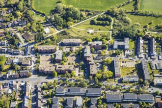 Aerial view, Hamm-Noren, Rheinsberger Platz, high-rise buildings, Hamm, Ruhr area, North