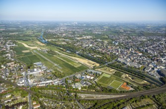 Hamm-Lippewiesen airfield EDLH, runway markings, Lippe reconstruction, Lippe river, Hamm, Ruhr