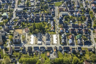 Aerial view, Hamm-Westen, building area Auf der Geist, semi-detached houses, Hamm, Ruhr area, North