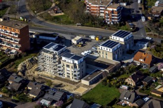 Aerial view, new construction project Augenweide, condominiums and penthouses, Grenzweg,
