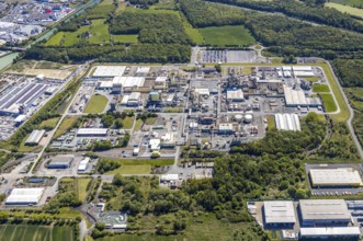 Aerial view, Uentrop DuPont plant, overview of the Dupont chemical plant, plastics plant,