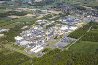 Aerial view, Uentrop DuPont plant, overview of the Dupont chemical plant, plastics plant,