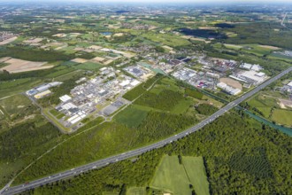 Aerial view, Uentrop DuPont plant, overview of the Dupont chemical plant, plastics plant,