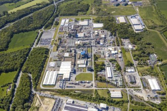 Aerial view, Uentrop DuPont plant, overview of the Dupont chemical plant, plastics plant,
