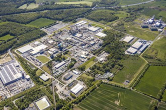 Aerial view, Uentrop DuPont plant, overview of the Dupont chemical plant, plastics plant,