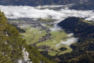 Fog over Gröbming, view from Stoderzinken near Gröbming, Styria, Austria
