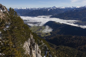 Fog over Gröbming, view from Stoderzinken near Gröbming, Styria, Austria