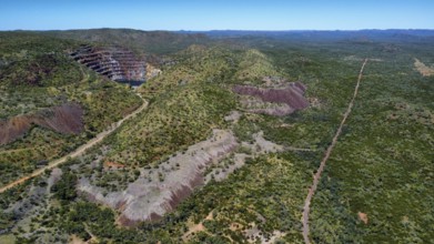 An abandoned uranium mine in the Australian vastness, photograped with a drone