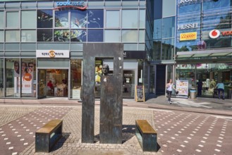 Stele with bust of Cardinal Hermann Volk, sculptor Karlheinz Oswald, pedestrian zone, commercial