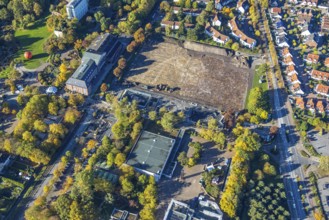 Aerial view, construction section of the Green Environmental Axis at Maxipark, construction site