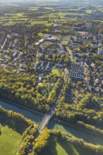 Aerial view, Werries residential area on the Datteln-Hamm Canal, Ostwennemarstraße canal bridge,